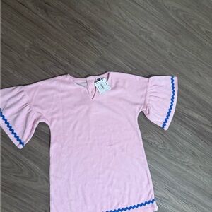 Janie and Jack Pink Swim Coverup with Blue Trim sz 5
